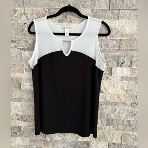 Claudia Richard Black and White Keyhole Sleevless Top